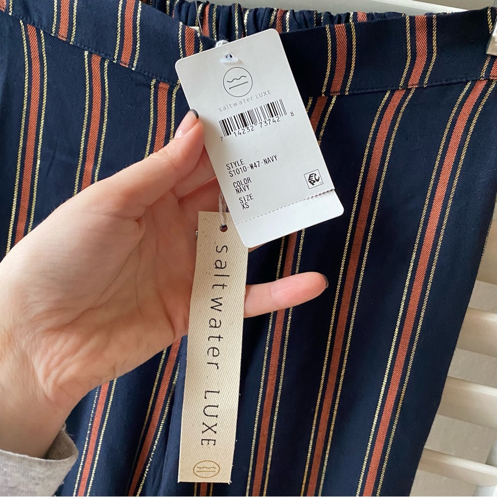 SALTWATER LUXE - Dover Bottom/Pants in Metallic Stripes Size XS - Picture 7 of 9